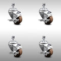 3.5 inch SS High Temp Glass Filled Nylon Threaded Stem Caster Set Brake X532