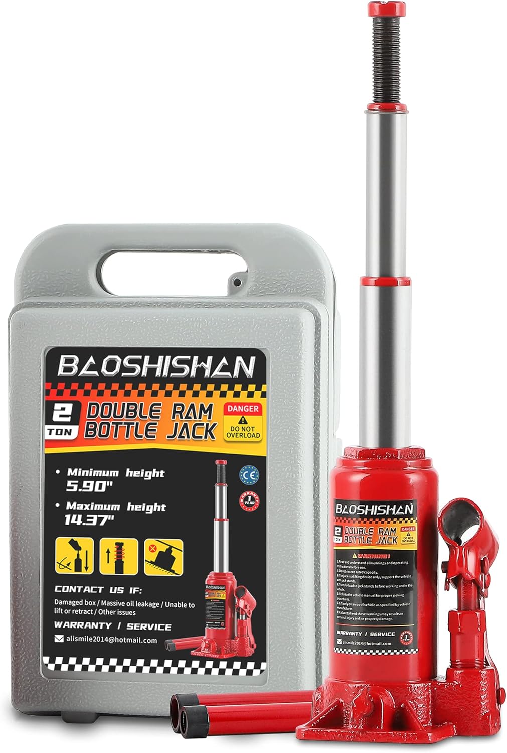 2 Ton Hydraulic Bottle Jack with Carrying Case Pack of 2 L162