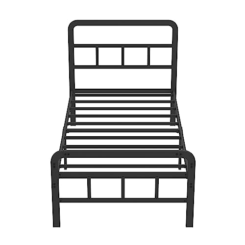 Black Metal Platform Bed Frame with Headboard and Footboard M6855