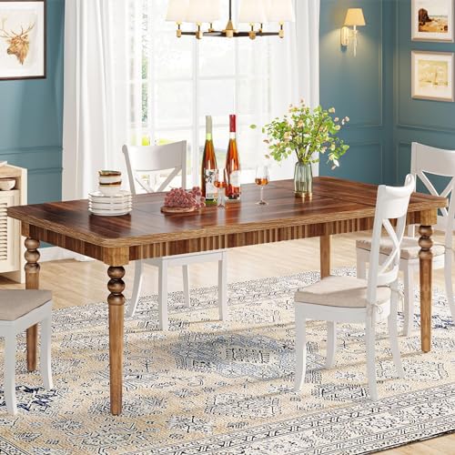 Oak Rectangular Dining Table with Wood Turned Legs, 63-Inch G1762