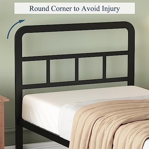Black Metal Platform Bed Frame with Headboard and Footboard M6855