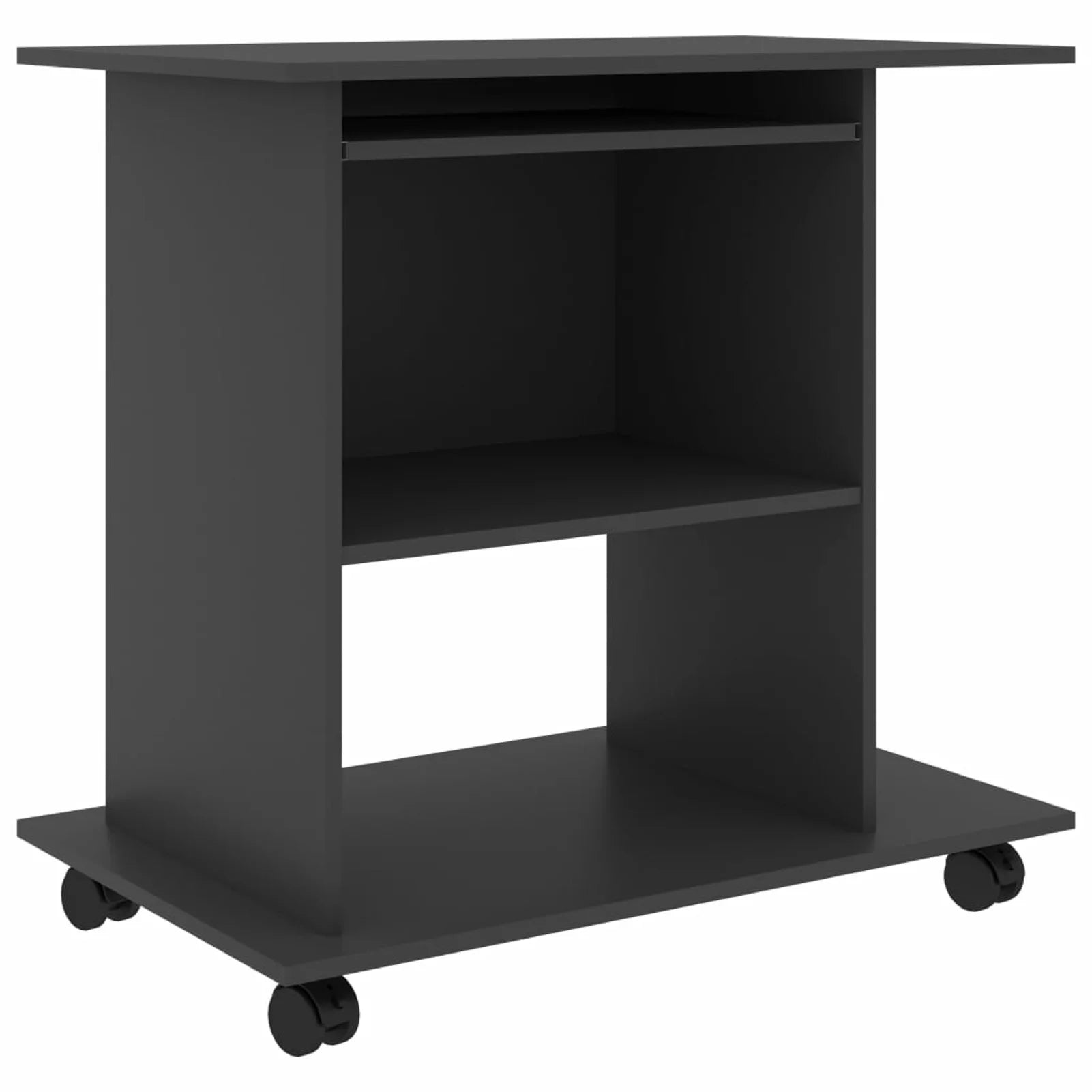 Gray Computer Desk with Keyboard Tray and CPU Tower 31.5 x 19.7 x 29.5 Inches W453
