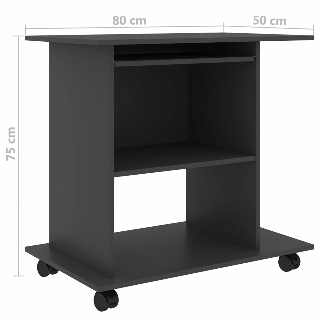 Gray Computer Desk with Keyboard Tray and CPU Tower 31.5 x 19.7 x 29.5 Inches W453