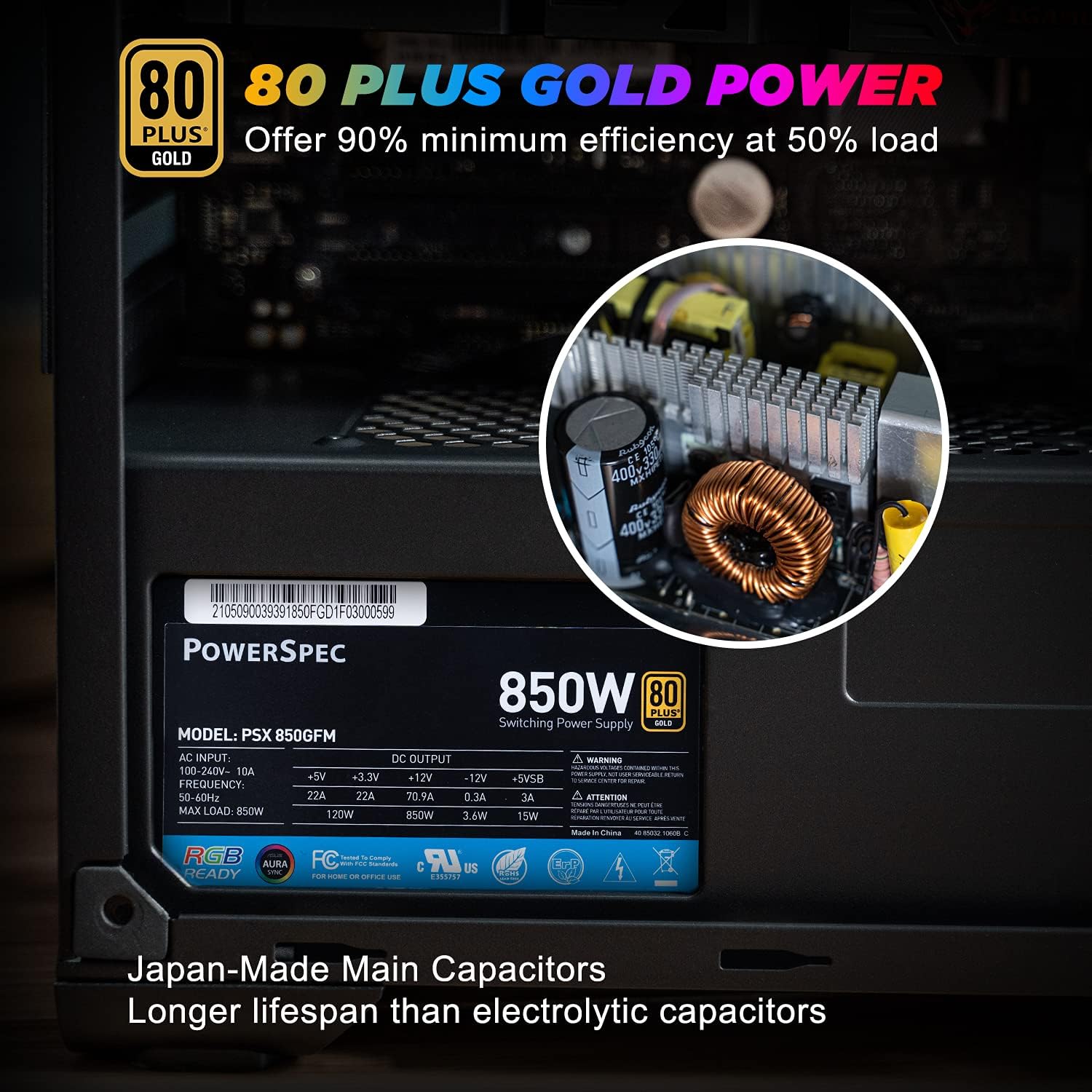 650W 80 Plus Bronze Non-Modular ATX Power Supply D6470