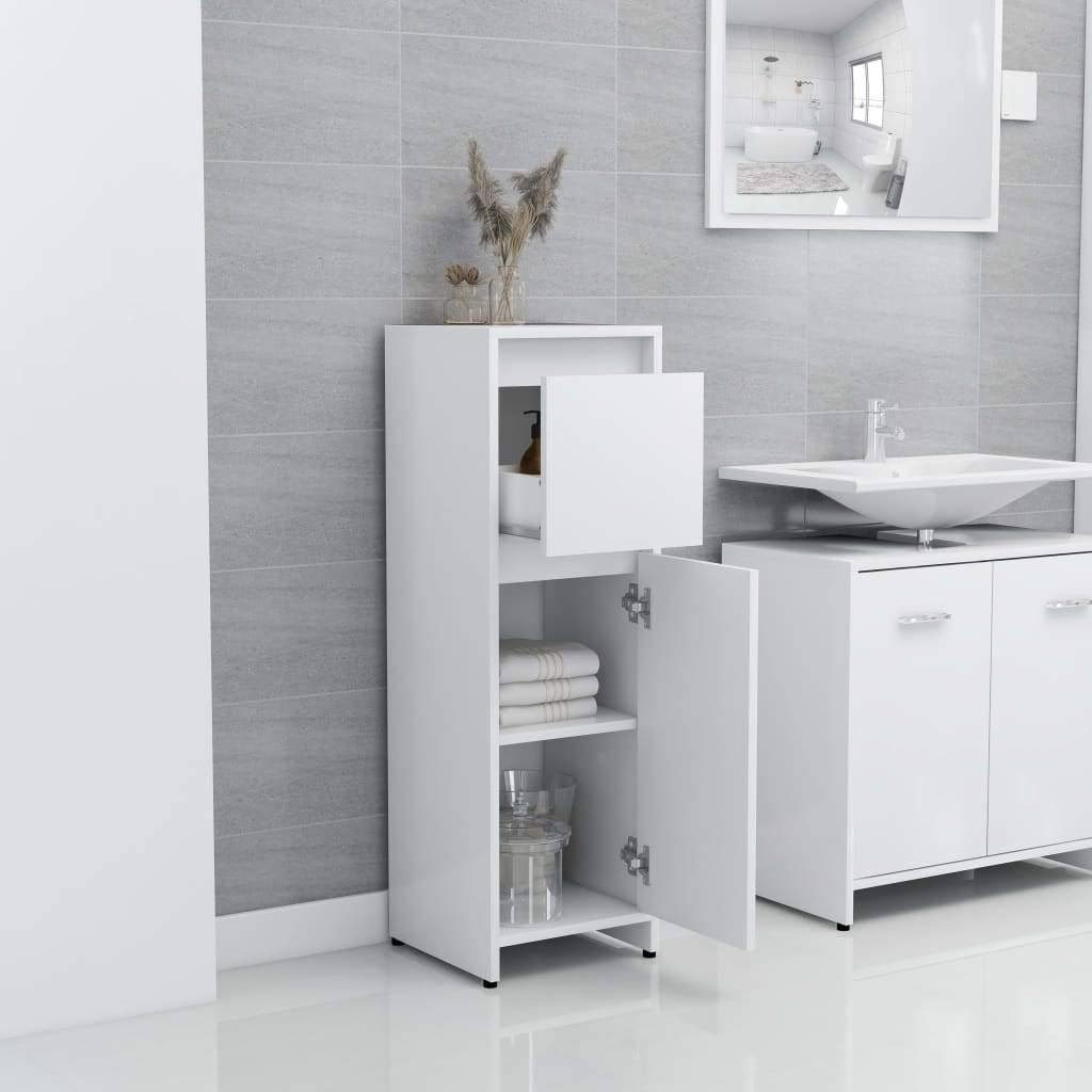 White and Sonoma Oak Bathroom Cabinet Chipboard Q11411