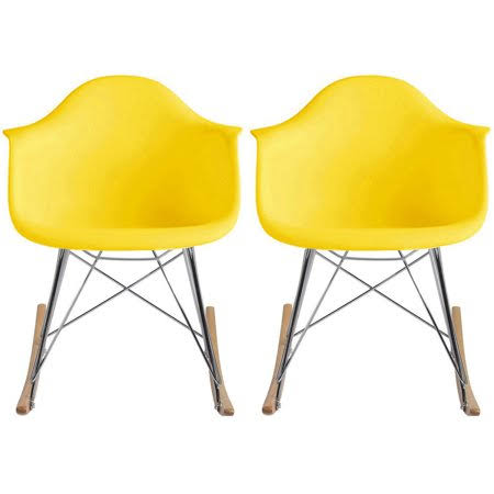 Yellow Molded Plastic Armchair with Chrome Steel Base B574048