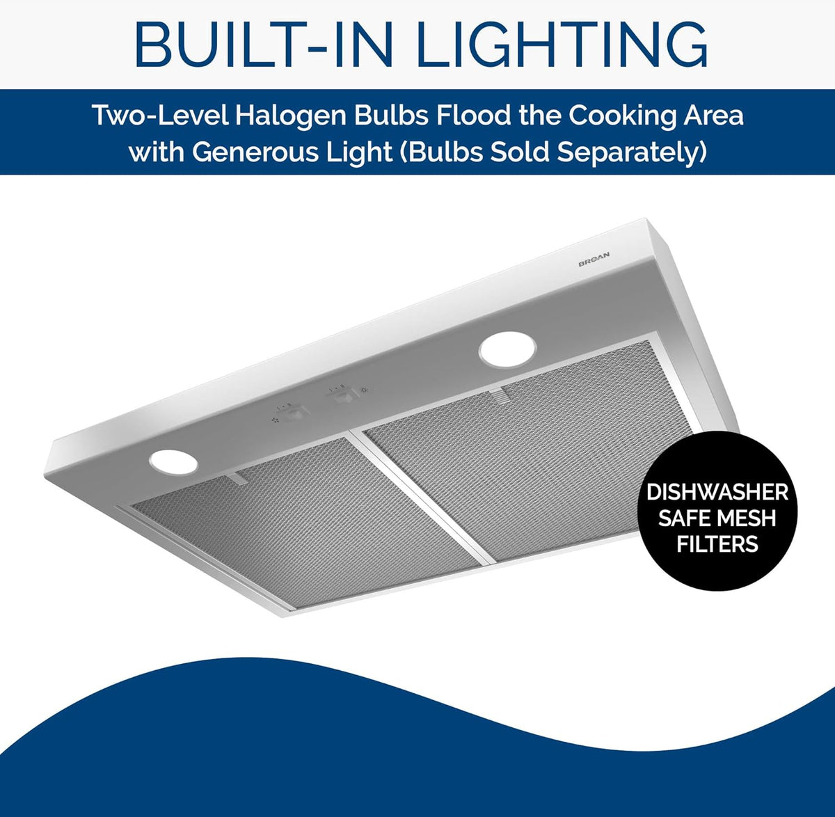 White 36-inch Under Cabinet Range Hood with Light U351