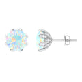 Floral Stud Earrings with Diamond, 925 Sterling Silver E66792