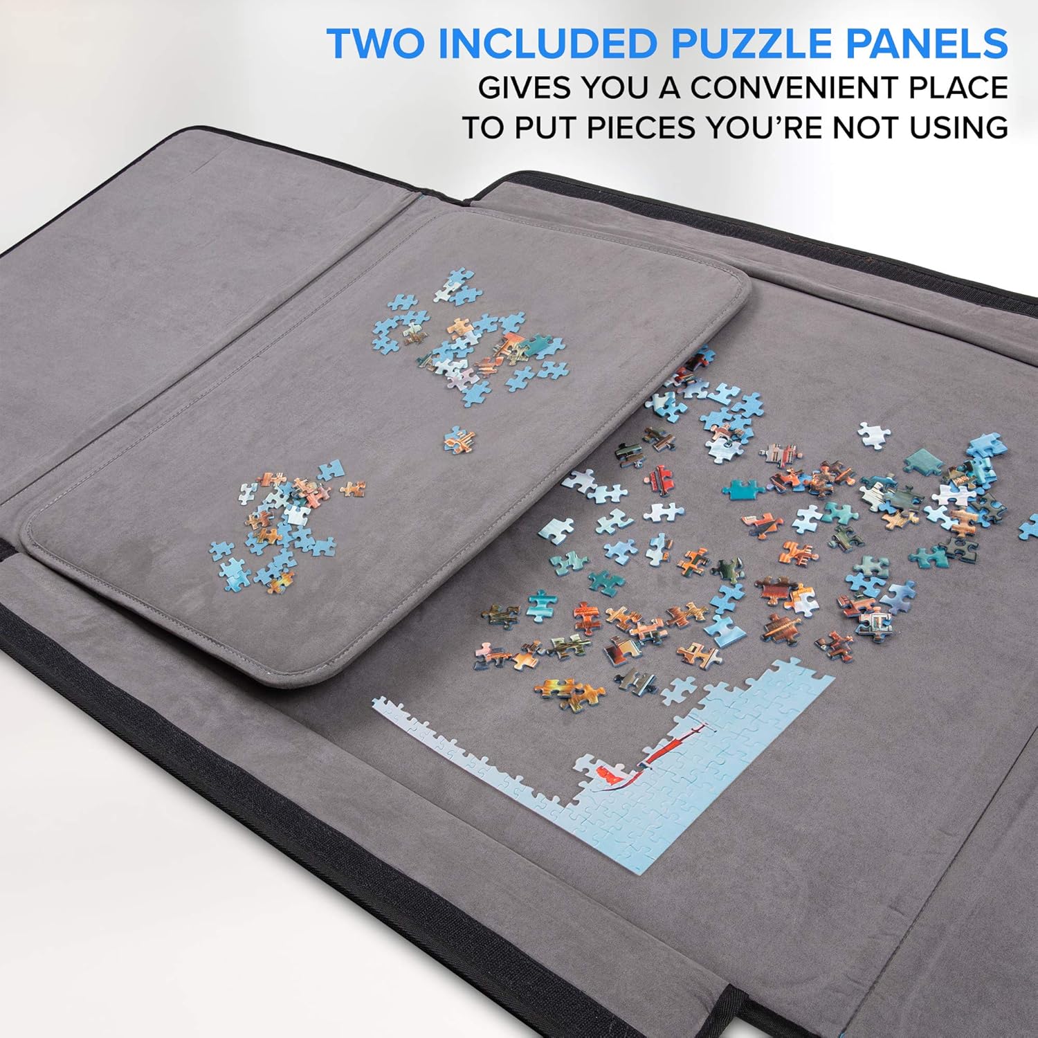 1000-Piece Puzzle Caddy with Non-Slip Felt Surface, Removable Trays, Carry Handle C537