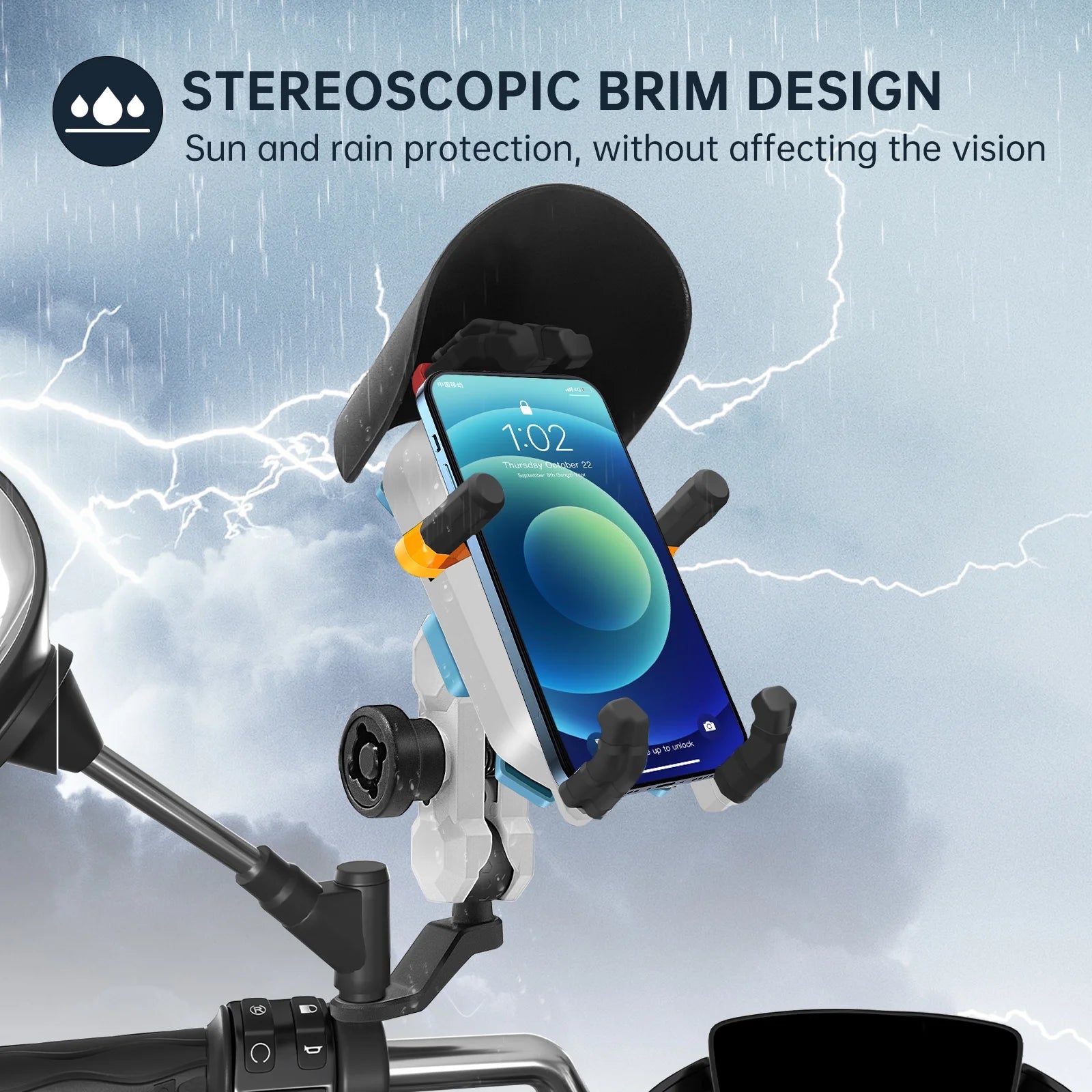 Waterproof Motorcycle Phone Mount Holder with 360° Rotation U49026