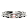 1.00 Carat Baguette Cut Morganite And Diamond Moissanite Engagement Ring in 10k Solid White Gold V738145
