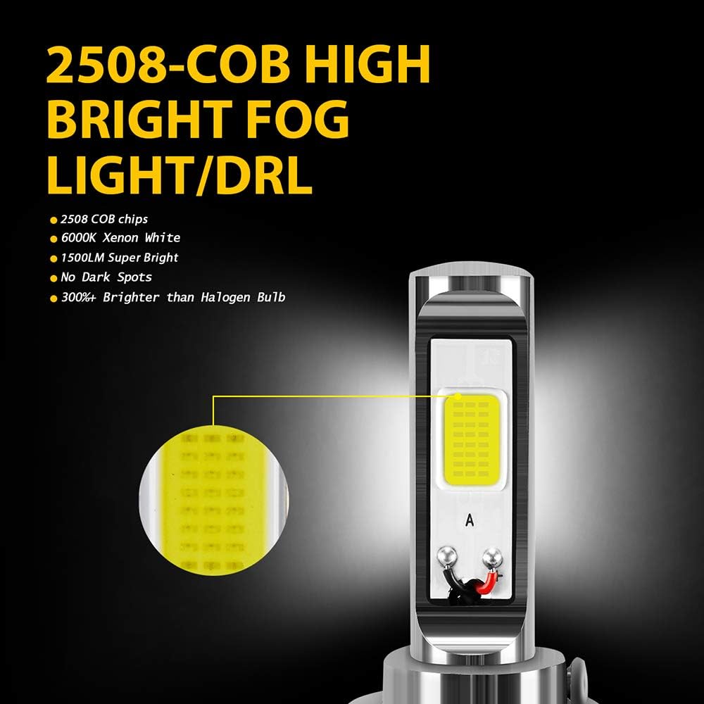 H7 LED Fog Light Bulbs 6000K Xenon White, Pack of 2 Y179327