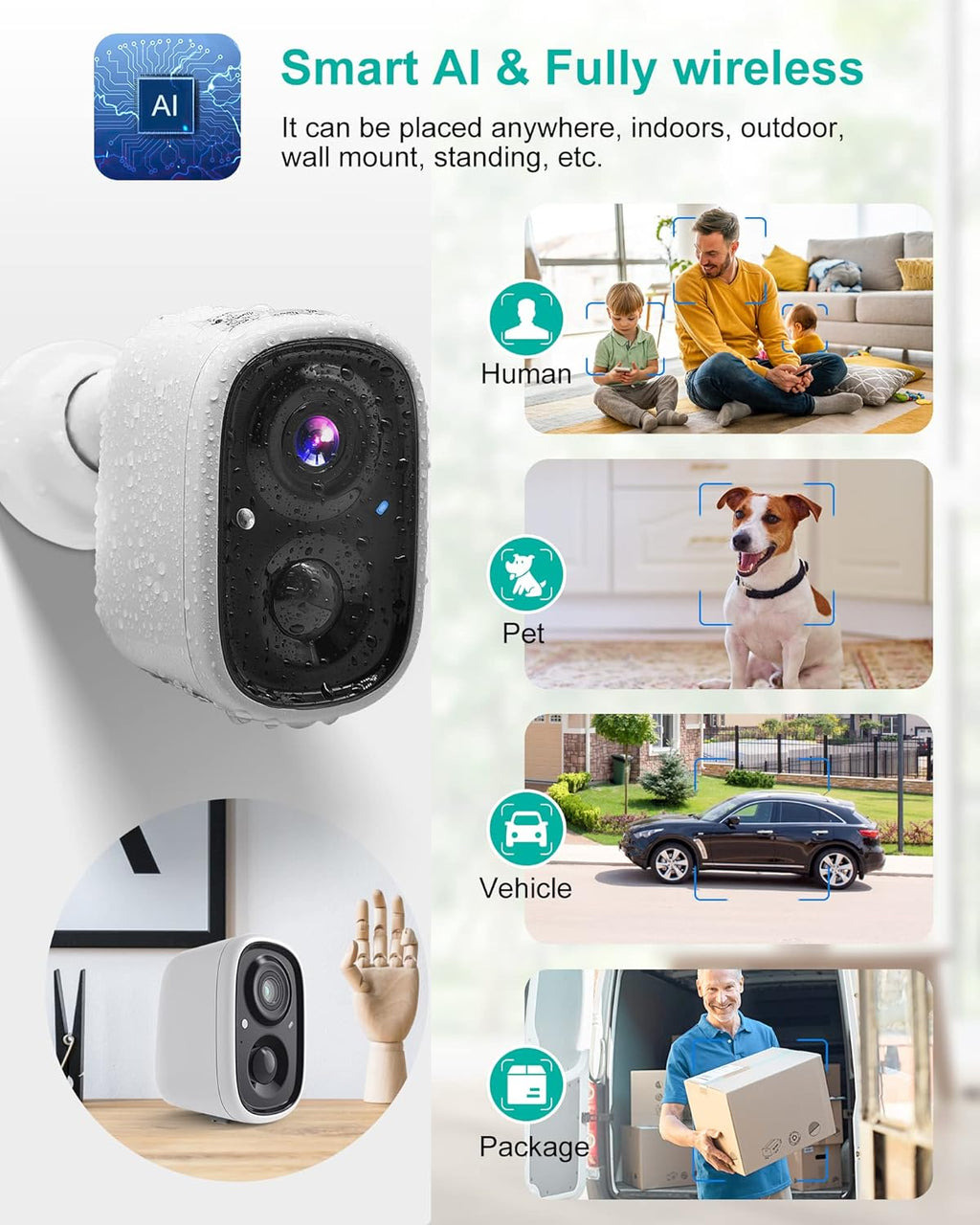 Wireless Outdoor Security Camera with 1080P FHD Color Night Vision H8541