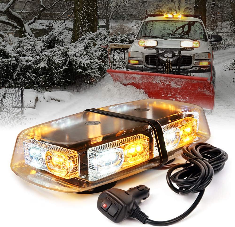 White Red 36 LED Rooftop Mini Bar Strobe Lights with Magnetic Base, Pack of 2 I416