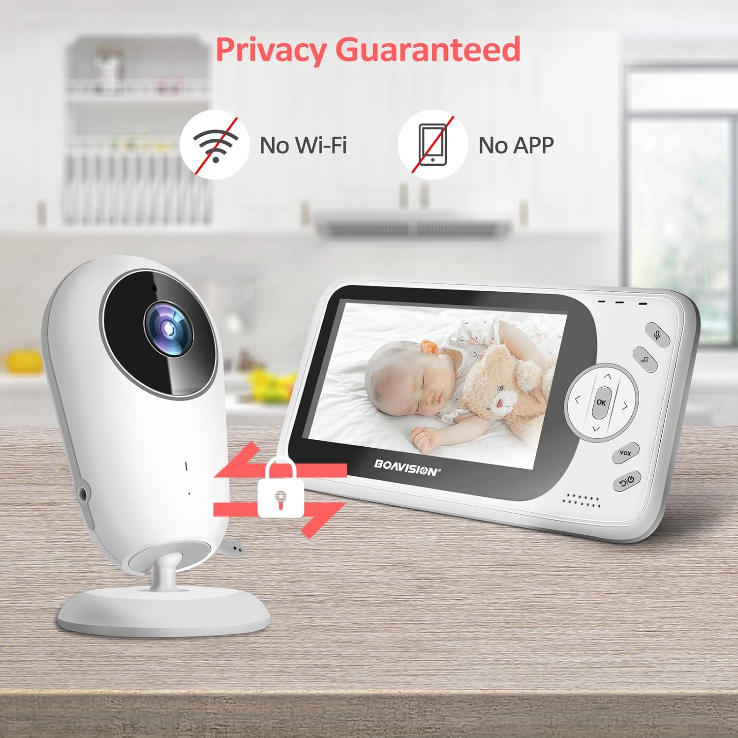 Video Baby Monitor with Camera and Audio, 4.3 inch IPS Screen, Night Vision C300