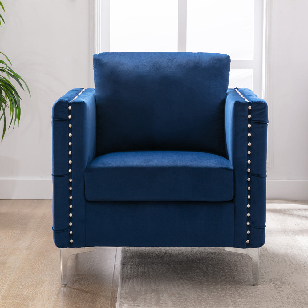 Velvet Tufted Club Chair with Steel Legs I22951