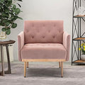 Pink Velvet Single Sofa Arm Chair with Metal Legs V93359