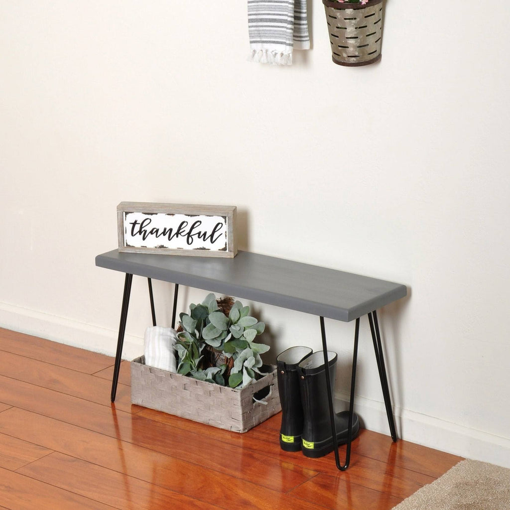 Rustic White Wood Bench A13598
