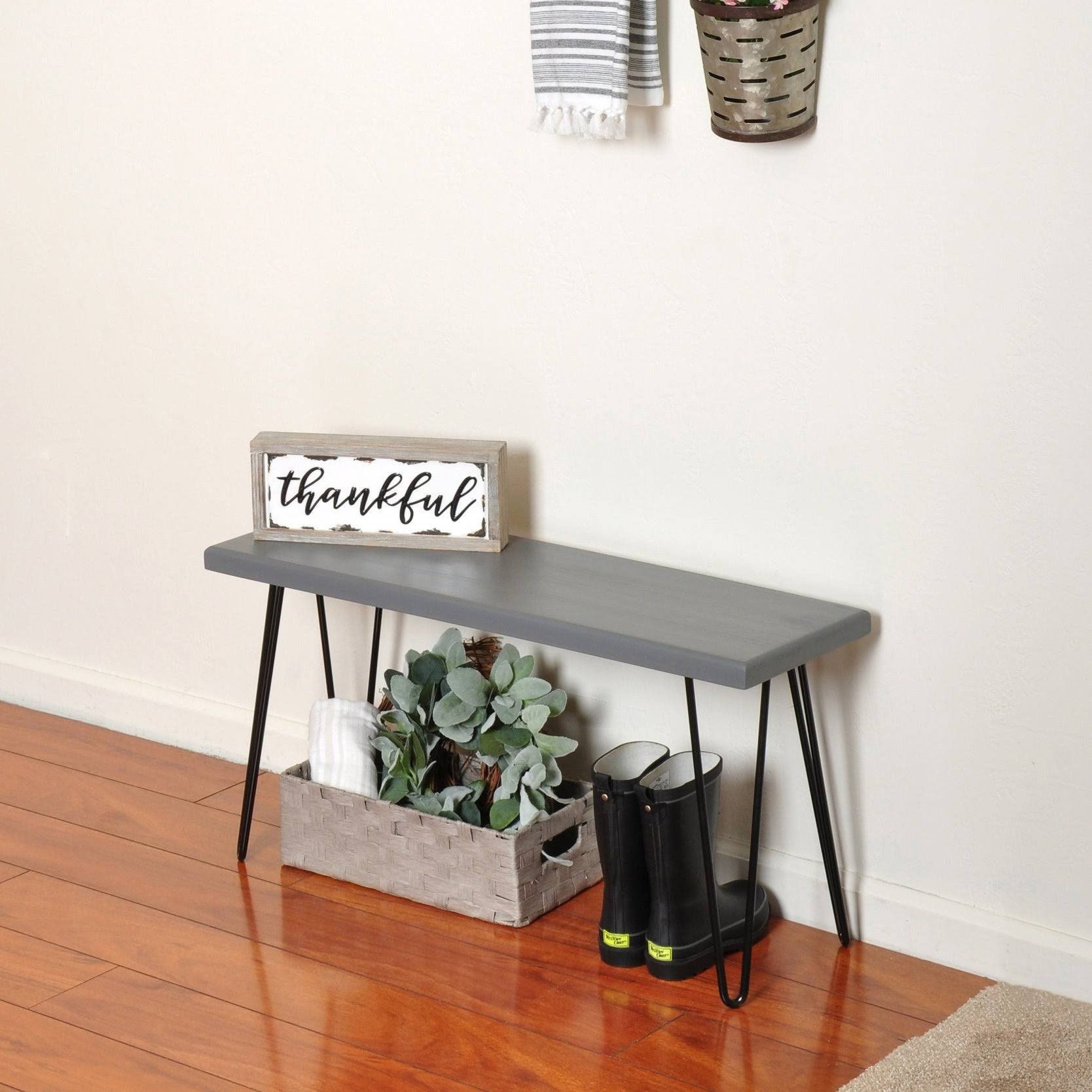 Rustic White Wood Bench A13598