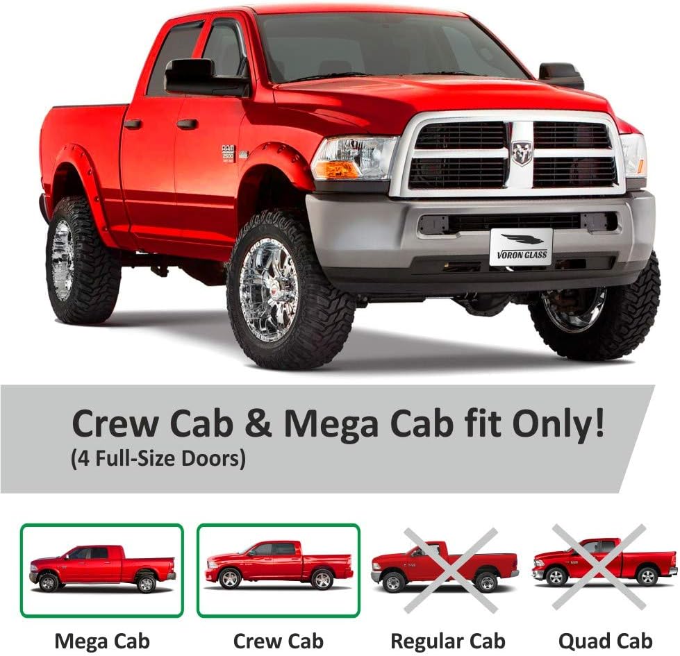 Glass Tape-on Rain Guards for Trucks Crew Cab Window Deflectors 4 Pieces O866399