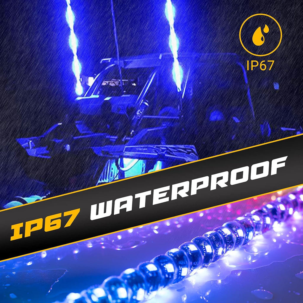2Pcs 4FT Spiral LED Whip Lights for UTV ATV T481