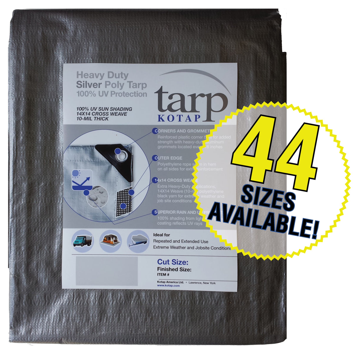 12-ft x 32-ft Heavy-Duty Silver Poly Tarp I45736