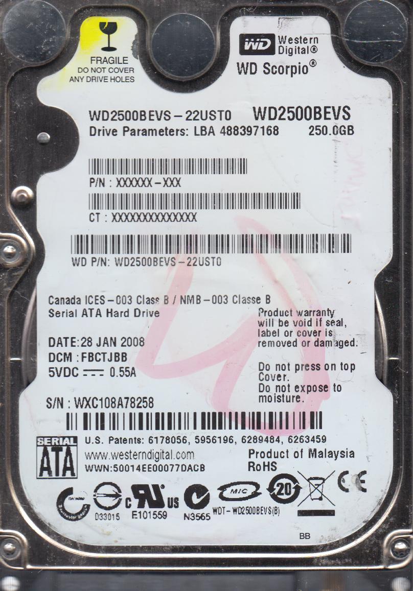 250GB SATA 2.5 Hard Drive U932525