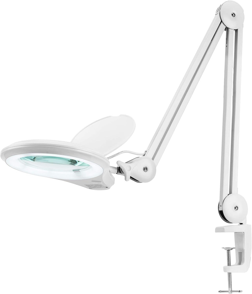 Gray 5 Inches Diameter Lens LED Magnifying Lamp with Clamp Q14674