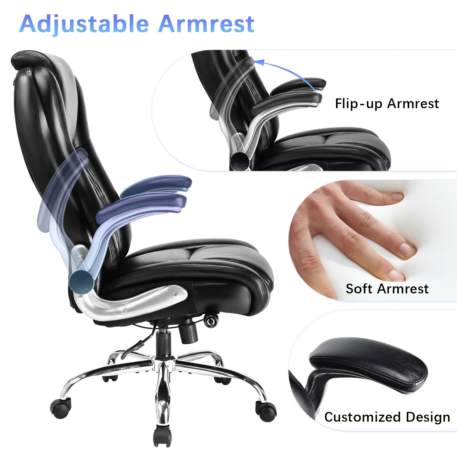 Ergonomic Office Chair with Flip-up Armrests, Black N243