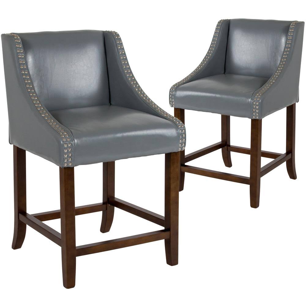 Light Gray Leather Bar Stool (Set of 2) W5172