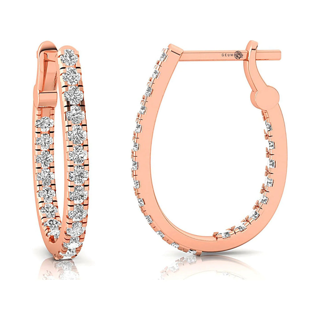 14k Rose Gold Diamond Huggie Earring N3571
