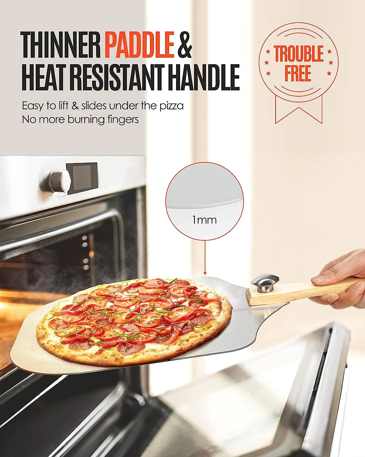 12 inch Aluminum Pizza Peel with Wood Handle I7939