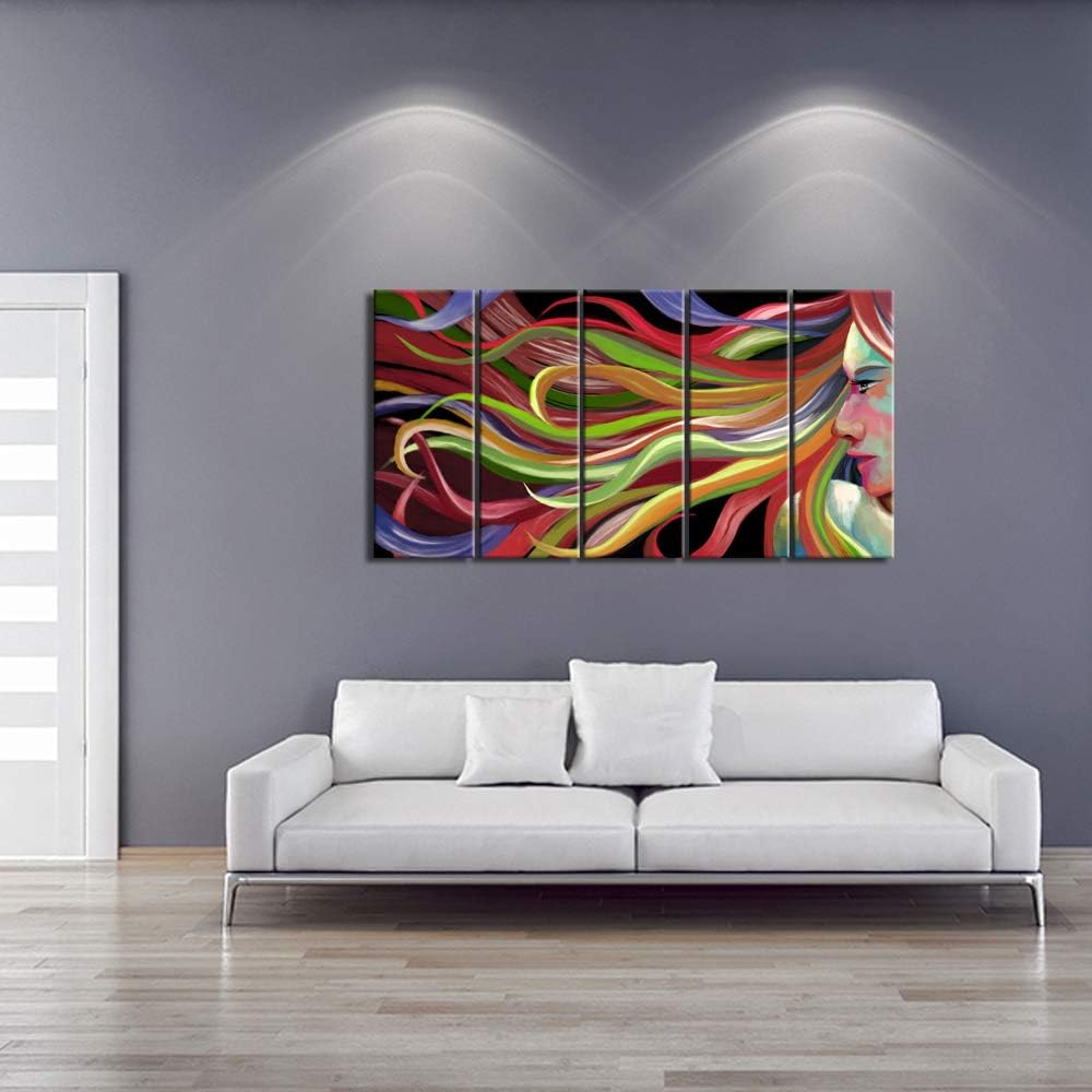 Abstract Pop Art Woman Canvas Wall Art 5 Pieces 12x32inch U464
