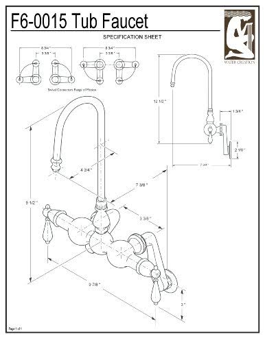Vintage Classic Adjustable Spread Wall Mount Tub Faucet with Gooseneck Spout S677