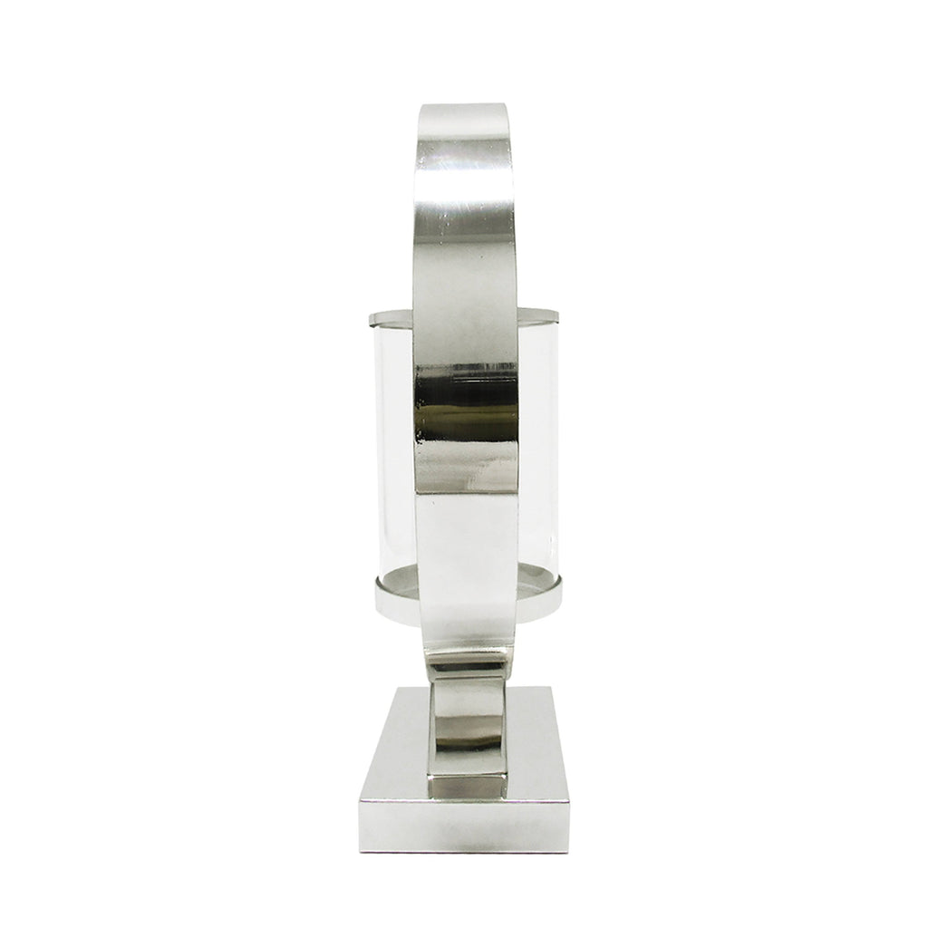 Silver Round Circle Ring Hurricane Candle Holder G34861