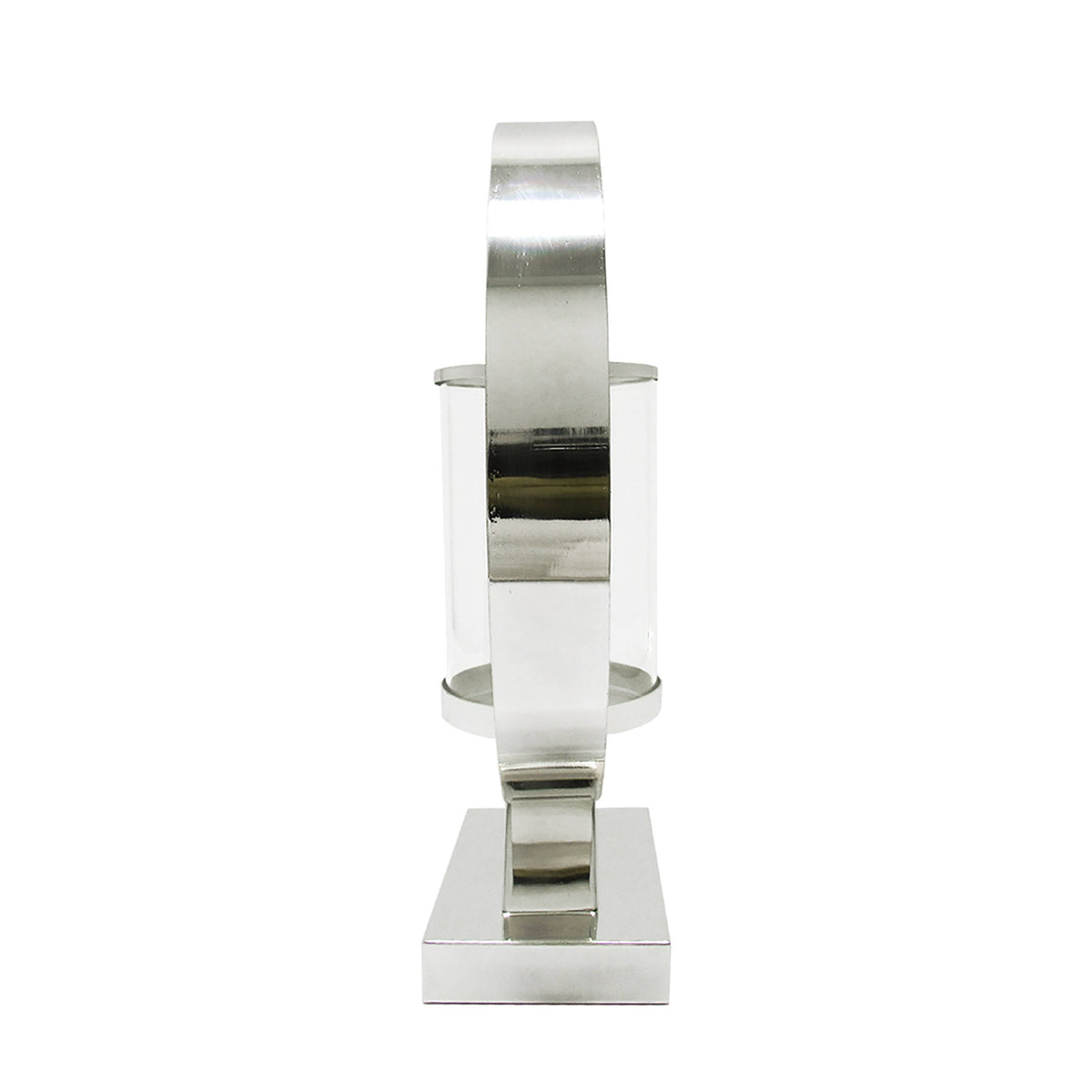 Silver Round Circle Ring Hurricane Candle Holder G34861