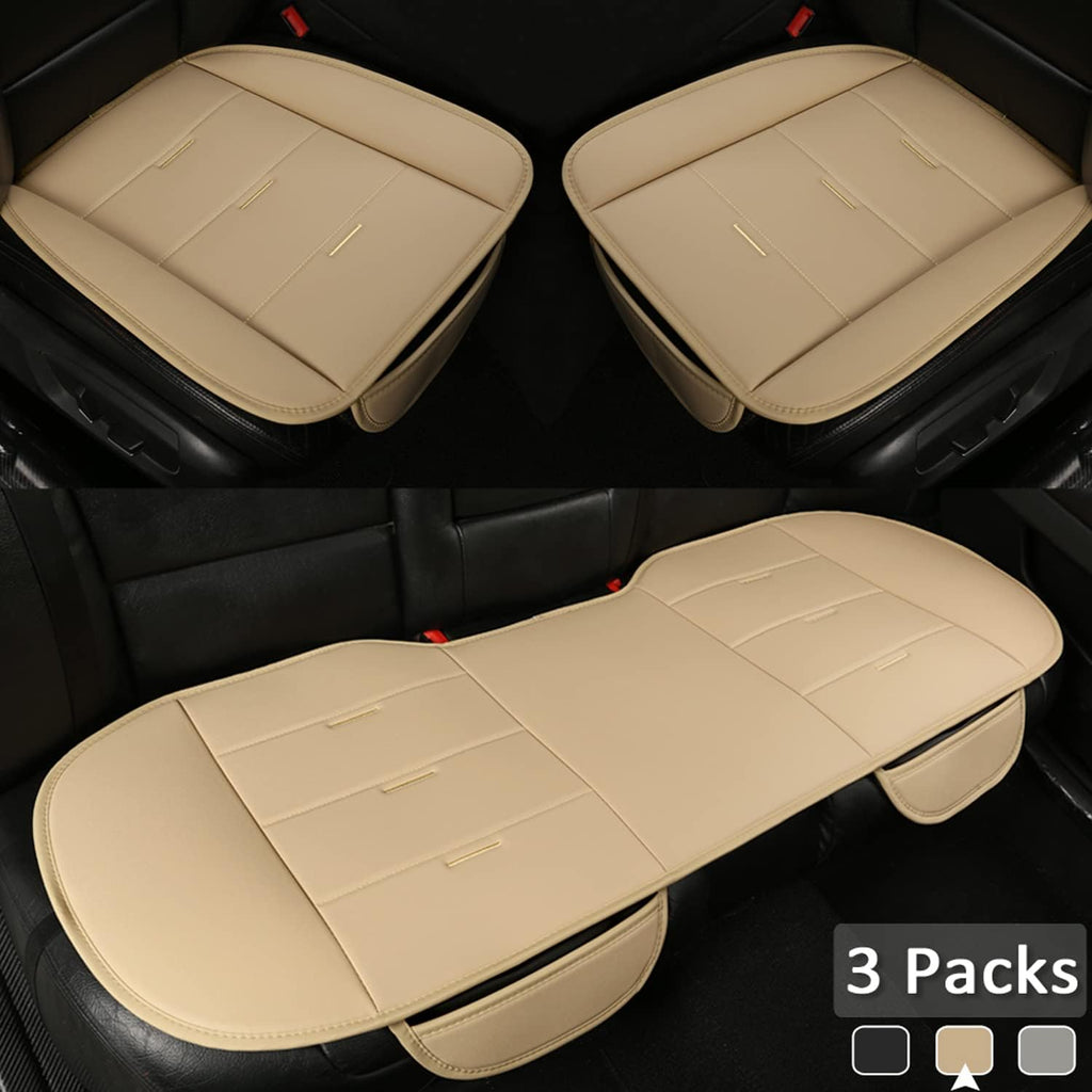 Beige PU Leather Car Seat Covers, Pack of 2 X338