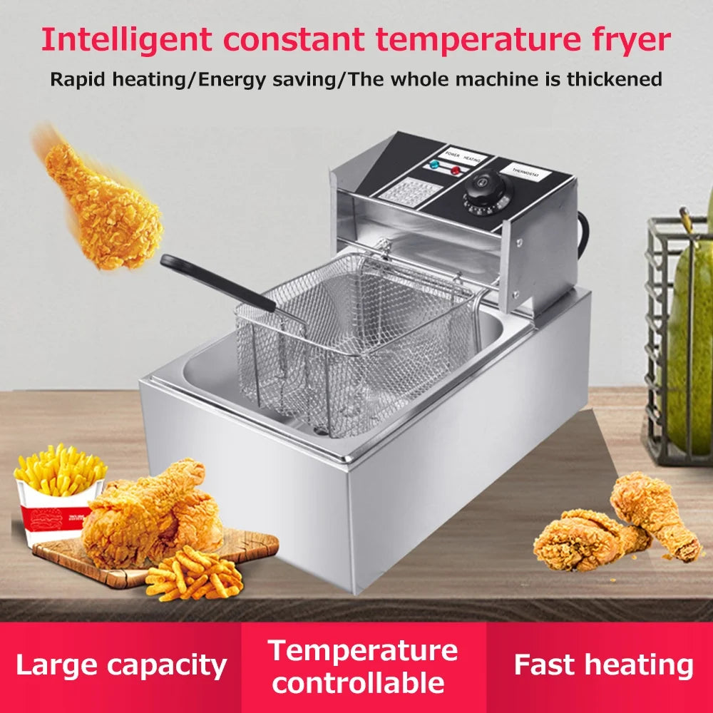 Electric Fryer 6L Stainless Steel 2500W Constant Temperature Commercial H990057