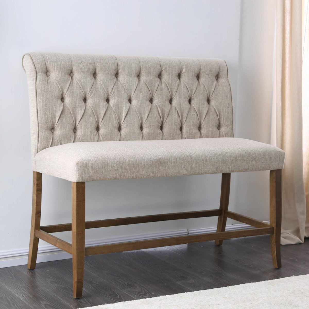 Rounded Button Tufted Counter Height Dining Bench N145494