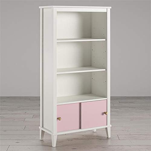 2 Piece Kids Bedroom Set with Bookcase and Desk in White and Pink P8631