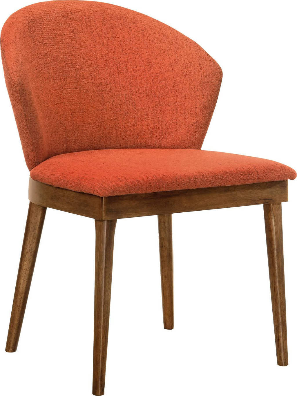 Orange Fabric and Walnut Wood Dining Side Chairs - Set of 2 Y537355