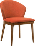 Orange Fabric and Walnut Wood Dining Side Chairs - Set of 2 Y537355