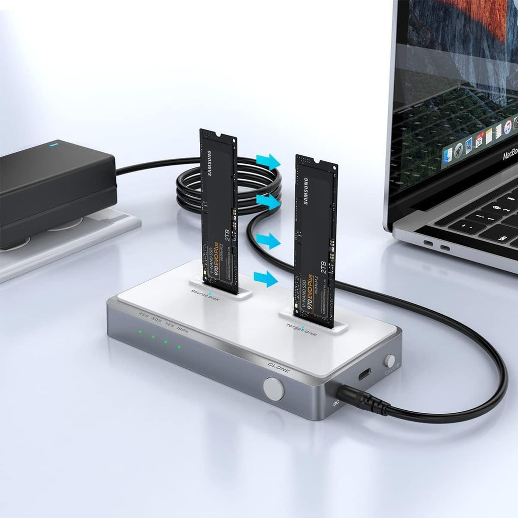 USB C Dual-Bay NVME Docking Station Tool-Free M.2 Duplicator External Hard Drive Enclosure Q684153