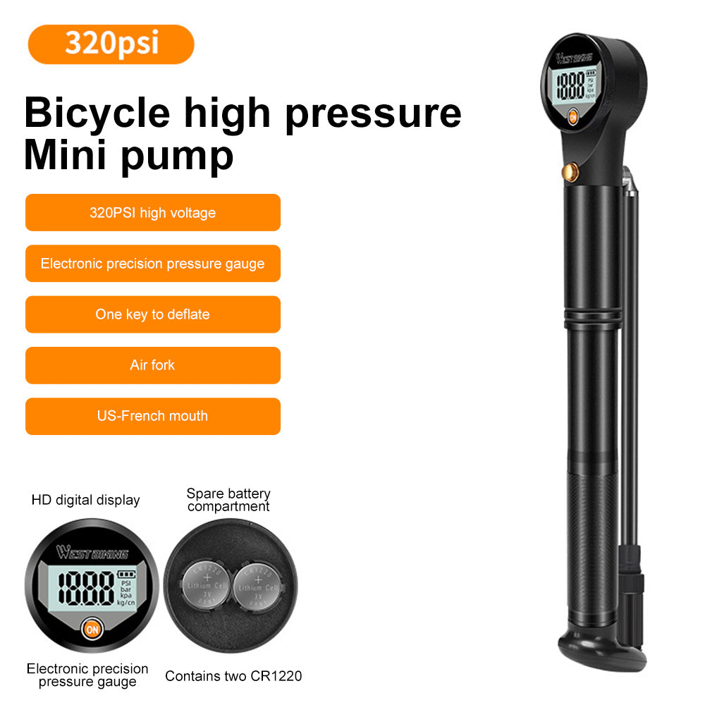 320PSI High Pressure Bike Air Shock Pump Digital Gauge V8926