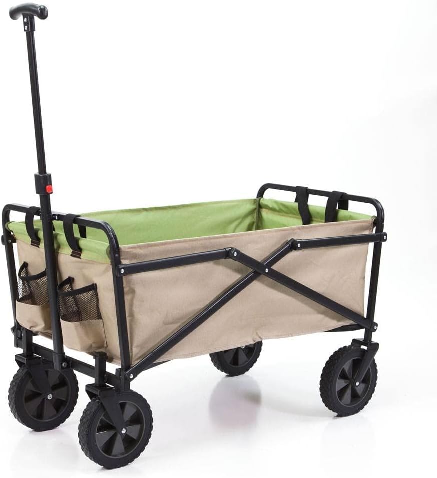 Lightweight Steel Frame Folding Utility Wagon Cart with Pockets Pack of 2 D9611