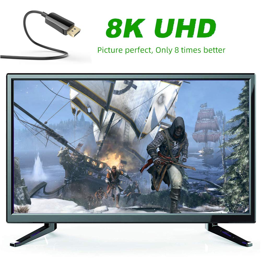 8K 4K DisplayPort Cable DP 1.4 HBR3 32.4Gbps Optical Fiber Slim and Flexible DP to DP Cable (15m 50ft) Y5606