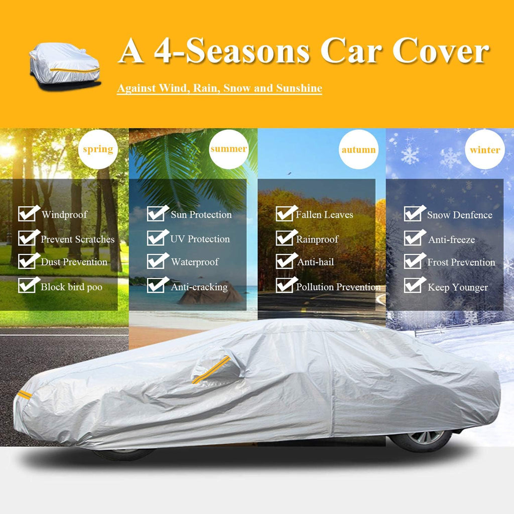 6 Layers Waterproof Hatchback Car Cover with Zipper Cotton E413