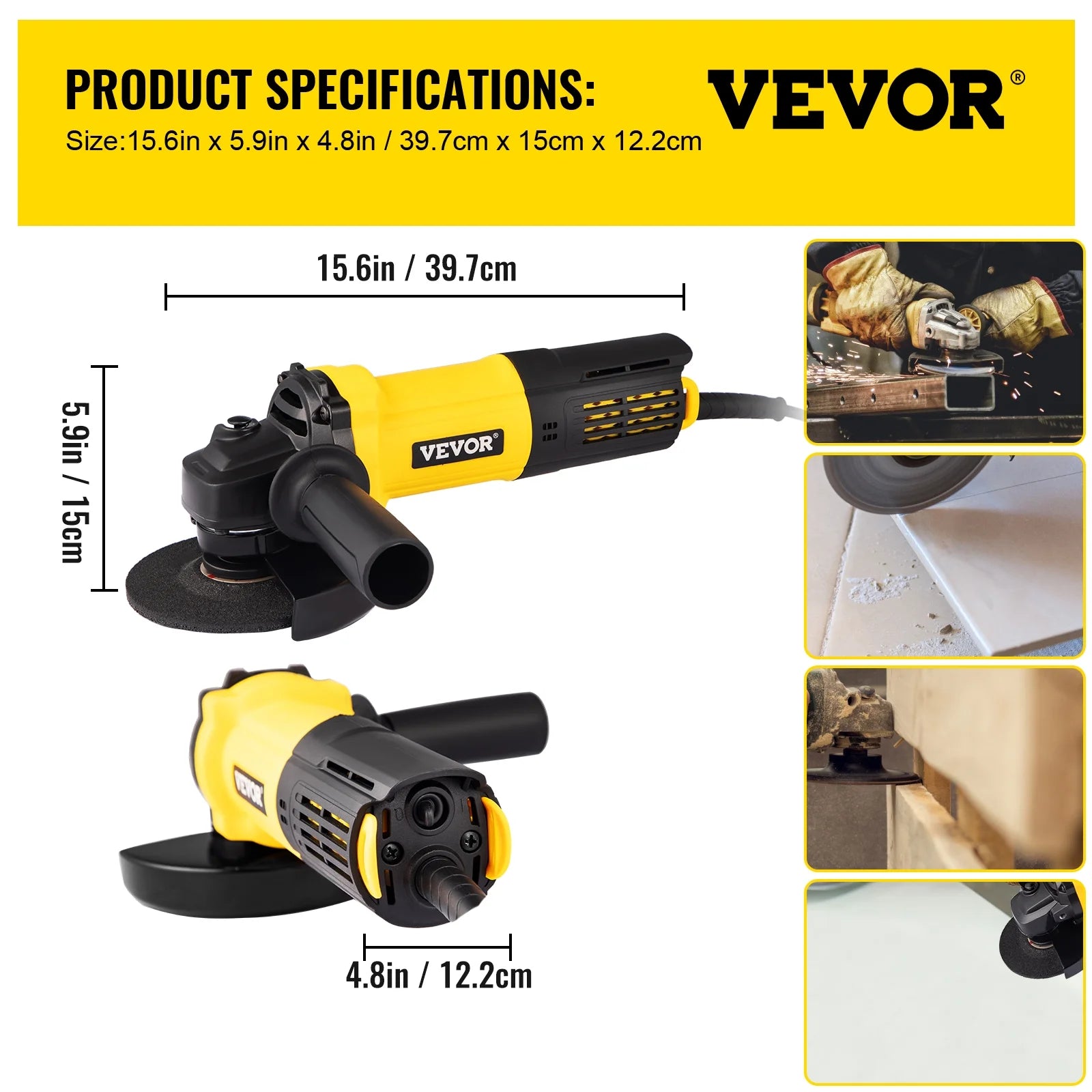 Angle Grinder 4-1/2" 11A with Paddle Switch and 360° Rotational Guard, 12000rpm F7778
