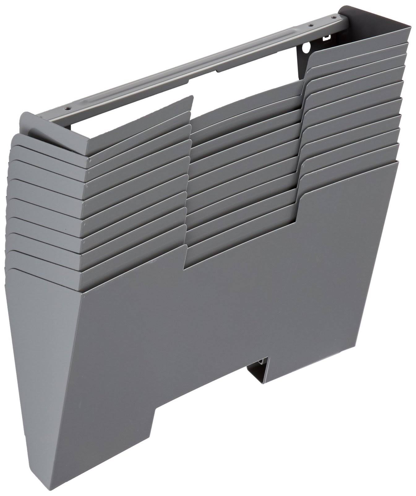 Gray Wall Mount Steel Vertical File Organizer 10 Sectional Modular X70831