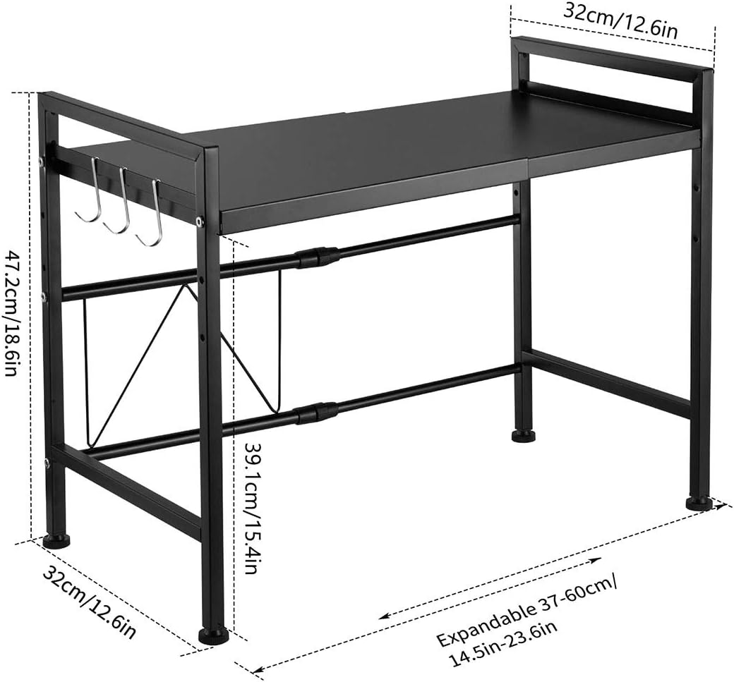 2-Tier Black Carbon Steel Microwave Shelf M73057